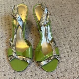 Bandalino Lime Green and Snake Print Heels